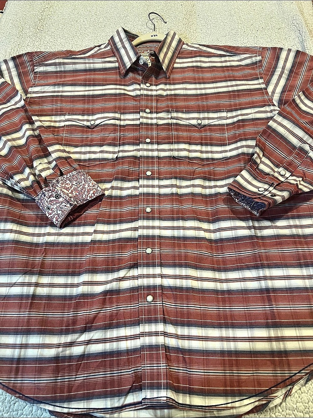 Panhandle Plaid Cotton Button Down in Red & White XL Like New